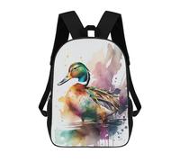 sinyumoney Backpacks,Kids School Backpack,3D Printed Colorful Duck Watercolor Art Print-2 Children Backpacks,Kids Kindergarten Cute Travel Bags Casual Daypack for Boys School Students 17inch