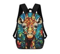 sinyumoney Backpacks,Kids School Backpack,3D Printed Colorful Giraffe Stained Glass Art Children Backpacks,Kids Kindergarten Cute Travel Bags Casual Daypack for Boys School Students 17inch