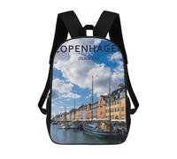 sinyumoney Backpacks,Kids School Backpack,3D Printed Copenhagen Children Backpacks,Kids Kindergarten Cute Travel Bags Casual Daypack for Boys School Students 17inch