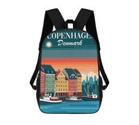 sinyumoney Backpacks,Kids School Backpack,3D Printed Copenhagen Denmark Skyline Children Backpacks,Kids Kindergarten Cute Travel Bags Casual Daypack for Boys School Students 17inch