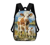 sinyumoney Backpacks,Kids School Backpack,3D Printed Cow And Calf by The River Children Backpacks,Kids Kindergarten Cute Travel Bags Casual Daypack for Boys School Students 17inch
