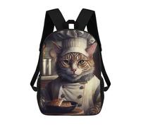sinyumoney Backpacks,Kids School Backpack,3D Printed Culinary Cat Chef -4 Children Backpacks,Kids Kindergarten Cute Travel Bags Casual Daypack for Boys School Students 17inch