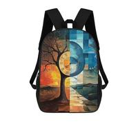 sinyumoney Backpacks,Kids School Backpack,3D Printed Day And Night Stained Glass Surreal Artwork Children Backpacks,Kids Kindergarten Cute Travel Bags Casual Daypack for Boys School Students 17inch