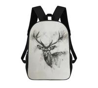 sinyumoney Backpacks,Kids School Backpack,3D Printed Deer Head In Charcoal Children Backpacks,Kids Kindergarten Cute Travel Bags Casual Daypack for Boys School Students 17inch