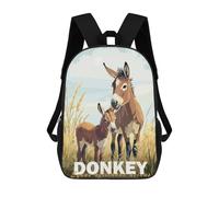 sinyumoney Backpacks,Kids School Backpack,3D Printed Donkey Family Portrait Children Backpacks,Kids Kindergarten Cute Travel Bags Casual Daypack for Boys School Students 17inch