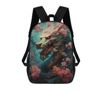 sinyumoney Backpacks,Kids School Backpack,3D Printed Dragon Amidst Cherry Blossoms -4 Children Backpacks,Kids Kindergarten Cute Travel Bags Casual Daypack for Boys School Students 17inch