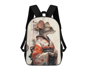 sinyumoney Backpacks,Kids School Backpack,3D Printed Edo Geisha Mouse Children Backpacks,Kids Kindergarten Cute Travel Bags Casual Daypack for Boys School Students 17inch