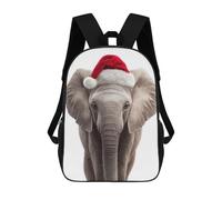 sinyumoney Backpacks,Kids School Backpack,3D Printed Elephant Wearing Christmas Santa Hat Children Backpacks,Kids Kindergarten Cute Travel Bags Casual Daypack for Boys School Students 17inch