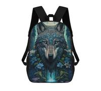 sinyumoney Backpacks,Kids School Backpack,3D Printed Enchanted Wolf in Mystical Forest Children Backpacks,Kids Kindergarten Cute Travel Bags Casual Daypack for Boys School Students 17inch