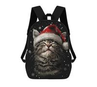 sinyumoney Backpacks,Kids School Backpack,3D Printed Festive Cat Christmas Children Backpacks,Kids Kindergarten Cute Travel Bags Casual Daypack for Boys School Students 17inch