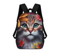 sinyumoney Backpacks,Kids School Backpack,3D Printed Floral Fantasy Kitten Children Backpacks,Kids Kindergarten Cute Travel Bags Casual Daypack for Boys School Students 17inch