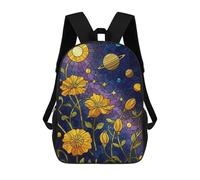 sinyumoney Backpacks,Kids School Backpack,3D Printed Floral Space Stained Glass Art Children Backpacks,Kids Kindergarten Cute Travel Bags Casual Daypack for Boys School Students 17inch