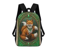 sinyumoney Backpacks,Kids School Backpack,3D Printed Fox with Emerald Necklace Portrait Children Backpacks,Kids Kindergarten Cute Travel Bags Casual Daypack for Boys School Students 17inch