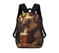 sinyumoney Backpacks,Kids School Backpack,3D Printed Funny French Bulldog Beer Children Backpacks,Kids Kindergarten Cute Travel Bags Casual Daypack for Boys School Students 17inch