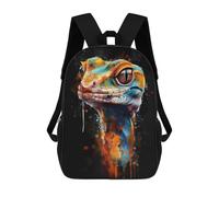 sinyumoney Backpacks,Kids School Backpack,3D Printed Gecko Watercolor Children Backpacks,Kids Kindergarten Cute Travel Bags Casual Daypack for Boys School Students 17inch