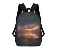sinyumoney Backpacks,Kids School Backpack,3D Printed Glowing Whale Over Water Children Backpacks,Kids Kindergarten Cute Travel Bags Casual Daypack for Boys School Students 17inch