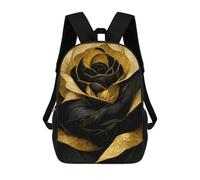 sinyumoney Backpacks,Kids School Backpack,3D Printed Golden Noir Rose Children Backpacks,Kids Kindergarten Cute Travel Bags Casual Daypack for Boys School Students 17inch