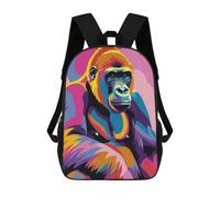 sinyumoney Backpacks,Kids School Backpack,3D Printed Gorilla Abstract Flat Children Backpacks,Kids Kindergarten Cute Travel Bags Casual Daypack for Boys School Students 17inch