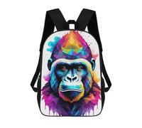 sinyumoney Backpacks,Kids School Backpack,3D Printed Gorilla Geometric Art Children Backpacks,Kids Kindergarten Cute Travel Bags Casual Daypack for Boys School Students 17inch
