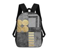 sinyumoney Backpacks,Kids School Backpack,3D Printed Gray And Gold Art B Children Backpacks,Kids Kindergarten Cute Travel Bags Casual Daypack for Boys School Students 17inch