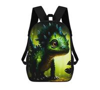 sinyumoney Backpacks,Kids School Backpack,3D Printed Green Spiky Lizard in Forest Children Backpacks,Kids Kindergarten Cute Travel Bags Casual Daypack for Boys School Students 17inch
