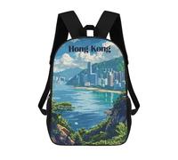 sinyumoney Backpacks,Kids School Backpack,3D Printed Hong Kong Cityscape Travel Children Backpacks,Kids Kindergarten Cute Travel Bags Casual Daypack for Boys School Students 17inch