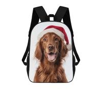 sinyumoney Backpacks,Kids School Backpack,3D Printed Irish Setter Dog with Santa Hat Portrait Children Backpacks,Kids Kindergarten Cute Travel Bags Casual Daypack for Boys School Students 17inch