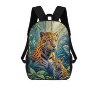 sinyumoney Backpacks,Kids School Backpack,3D Printed Jaguar with Cub in Forest Children Backpacks,Kids Kindergarten Cute Travel Bags Casual Daypack for Boys School Students 17inch
