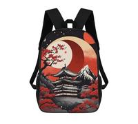 sinyumoney Backpacks,Kids School Backpack,3D Printed Japan Moon Landscape Children Backpacks,Kids Kindergarten Cute Travel Bags Casual Daypack for Boys School Students 17inch