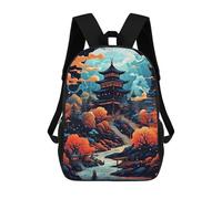 sinyumoney Backpacks,Kids School Backpack,3D Printed Japanese Building Children Backpacks,Kids Kindergarten Cute Travel Bags Casual Daypack for Boys School Students 17inch