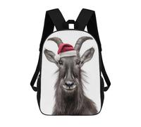 sinyumoney Backpacks,Kids School Backpack,3D Printed Japanese Serow with Santa Hat Portrait Children Backpacks,Kids Kindergarten Cute Travel Bags Casual Daypack for Boys School Students 17inch