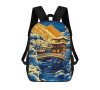 sinyumoney Backpacks,Kids School Backpack,3D Printed Japanese Temple in Winter Landscape Children Backpacks,Kids Kindergarten Cute Travel Bags Casual Daypack for Boys School Students 17inch