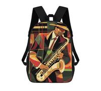 sinyumoney Backpacks,Kids School Backpack,3D Printed Jazz Musician Art Deco Children Backpacks,Kids Kindergarten Cute Travel Bags Casual Daypack for Boys School Students 17inch