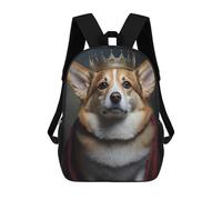 sinyumoney Backpacks,Kids School Backpack,3D Printed King Corgi Children Backpacks,Kids Kindergarten Cute Travel Bags Casual Daypack for Boys School Students 17inch