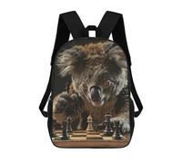 sinyumoney Backpacks,Kids School Backpack,3D Printed Koala Chess Children Backpacks,Kids Kindergarten Cute Travel Bags Casual Daypack for Boys School Students 17inch