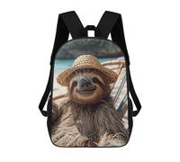 sinyumoney Backpacks,Kids School Backpack,3D Printed Lazy at The Beach Children Backpacks,Kids Kindergarten Cute Travel Bags Casual Daypack for Boys School Students 17inch