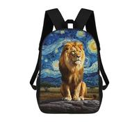 sinyumoney Backpacks,Kids School Backpack,3D Printed Lion in Starry Night Style Children Backpacks,Kids Kindergarten Cute Travel Bags Casual Daypack for Boys School Students 17inch
