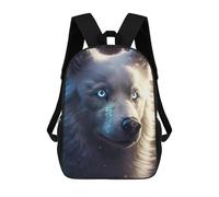 sinyumoney Backpacks,Kids School Backpack,3D Printed Magical Wolf Portrait Children Backpacks,Kids Kindergarten Cute Travel Bags Casual Daypack for Boys School Students 17inch