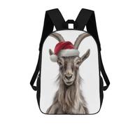 sinyumoney Backpacks,Kids School Backpack,3D Printed Markhor Goat Wearing Santa Hat Children Backpacks,Kids Kindergarten Cute Travel Bags Casual Daypack for Boys School Students 17inch