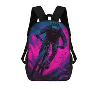 sinyumoney Backpacks,Kids School Backpack,3D Printed Mountain Biker in Neon Glow Children Backpacks,Kids Kindergarten Cute Travel Bags Casual Daypack for Boys School Students 17inch