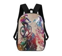 sinyumoney Backpacks,Kids School Backpack,3D Printed Mountain Biking Watercolor Children Backpacks,Kids Kindergarten Cute Travel Bags Casual Daypack for Boys School Students 17inch