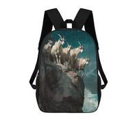 sinyumoney Backpacks,Kids School Backpack,3D Printed Mountain Goats at Night Children Backpacks,Kids Kindergarten Cute Travel Bags Casual Daypack for Boys School Students 17inch