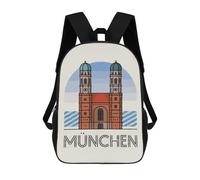 sinyumoney Backpacks,Kids School Backpack,3D Printed Munich Frauenkirche Illustration Children Backpacks,Kids Kindergarten Cute Travel Bags Casual Daypack for Boys School Students 17inch