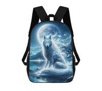 sinyumoney Backpacks,Kids School Backpack,3D Printed Mystical Wolf Children Backpacks,Kids Kindergarten Cute Travel Bags Casual Daypack for Boys School Students 17inch