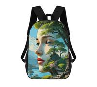 sinyumoney Backpacks,Kids School Backpack,3D Printed Nature Woman Portrait Children Backpacks,Kids Kindergarten Cute Travel Bags Casual Daypack for Boys School Students 17inch