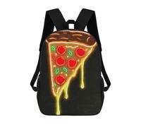 sinyumoney Backpacks,Kids School Backpack,3D Printed Neon Pizza Slice on A Wall Acrylic Artwork Children Backpacks,Kids Kindergarten Cute Travel Bags Casual Daypack for Boys School Students 17inch