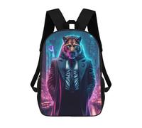 sinyumoney Backpacks,Kids School Backpack,3D Printed Neon Tiger in The Cityscape Children Backpacks,Kids Kindergarten Cute Travel Bags Casual Daypack for Boys School Students 17inch