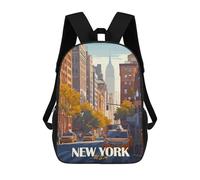 sinyumoney Backpacks,Kids School Backpack,3D Printed New York City Skyline Children Backpacks,Kids Kindergarten Cute Travel Bags Casual Daypack for Boys School Students 17inch