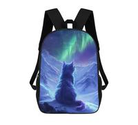 sinyumoney Backpacks,Kids School Backpack,3D Printed Northern Lights Cat Aurora Children Backpacks,Kids Kindergarten Cute Travel Bags Casual Daypack for Boys School Students 17inch