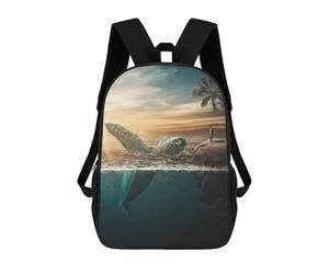 sinyumoney Backpacks,Kids School Backpack,3D Printed Ocean's Whisper A Man And A Sea Turtle Children Backpacks,Kids Kindergarten Cute Travel Bags Casual Daypack for Boys School Students 17inch